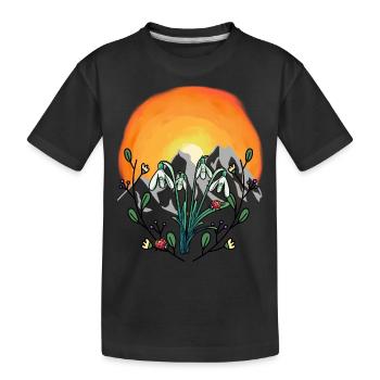 Soleil Printemps Perce-neige Alpes - T-shirt bio Premium Enfant - noir - Devant