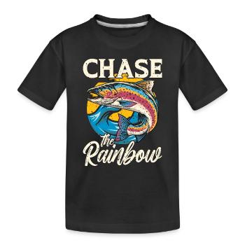 Trout Fishing Chase The Rainbow Fishing Tournament - Kids' Premium Organic T-Shirt - black - Front