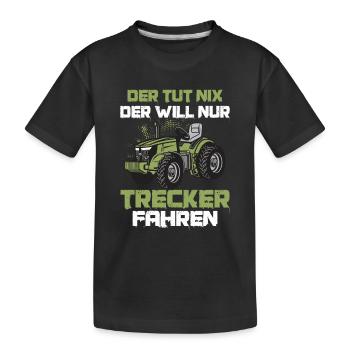 Il ne fait rien, il veut juste conduire un tracteur. - T-shirt bio Premium Enfant - noir - Devant