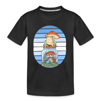Frosch Frösche Pilze Amphibien Wald witzig - Kinder Premium Bio T-Shirt - Schwarz - Vorne