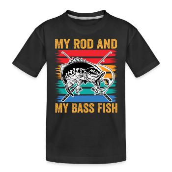 Meine Rute und mein Barschfisch - Kinder Premium Bio T-Shirt - Schwarz - Vorne