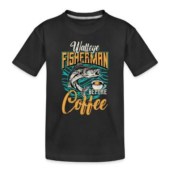 Pêcheur de doré avant la navigation de plaisance amateur de café - T-shirt bio Premium Enfant - noir - Devant