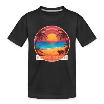 Schwein im Exuma Bahamas Sonnenuntergang - Kinder Premium Bio T-Shirt - Schwarz - Vorne