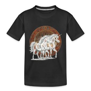 Einhörner Einhorn Fabeltiere Märchenfigur Pferde - Kinder Premium Bio T-Shirt - Schwarz - Vorne