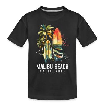 Malibu Beach, Californie, Surf, Surfeurs - T-shirt bio Premium Enfant - noir - Devant