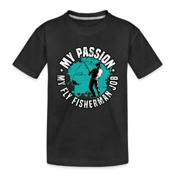 Pêcheur à la mouche Ma passion Mon amateur de chasse au poisson à la mouche - T-shirt bio Premium Enfant - noir - Devant