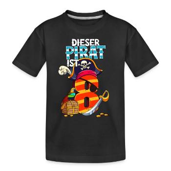 8. Geburtstag Piraten - Kinder Premium Bio T-Shirt - Schwarz - Vorne