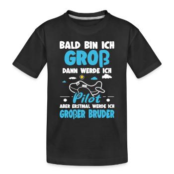 Nachwuchs Verkünden Werde Großer Bruder Flugzeug - Kinder Premium Bio T-Shirt - Schwarz - Vorne