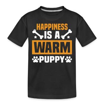 Le bonheur est un chiot chaleureux. - T-shirt bio Premium Enfant - noir - Devant