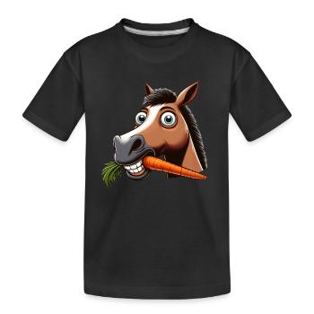 Enjoying horse moment - Kids' Premium Organic T-Shirt - black - Front