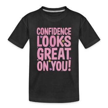 Self-confidence suits you very well - Kids' Premium Organic T-Shirt - black - Front