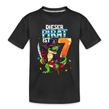 7e anniversaire Pirates - T-shirt bio Premium Enfant - noir - Devant