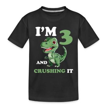 3rd Birthday 3 Years Old Boy Dino Dinosaur - Kids' Premium Organic T-Shirt - black - Front