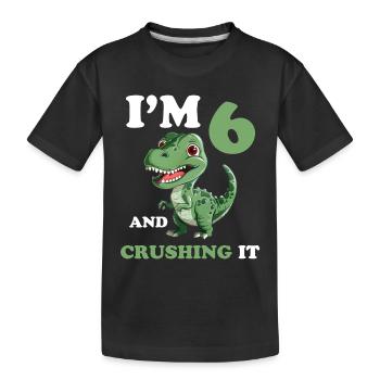 6e anniversaire 6 ans garçon dinosaure dinosaure - T-shirt bio Premium Enfant - noir - Devant
