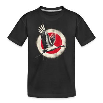 Drapeau de la grue japonaise - T-shirt bio Premium Enfant - noir - Devant