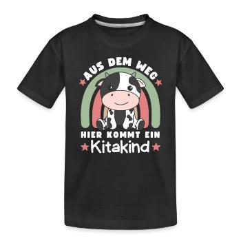 Aus Dem Weg Hier Kommt Ein Kitakind Kuh - Kinder Premium Bio T-Shirt - Schwarz - Vorne