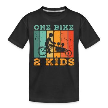 Ein Fahrrad 2 Kinder Retro Fahrrad Cargobike - Kinder Premium Bio T-Shirt - Schwarz - Vorne