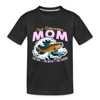 Maman pêcheur de carpe L’idole Le mythe Amateur de pêche - T-shirt bio Premium Enfant - noir - Devant