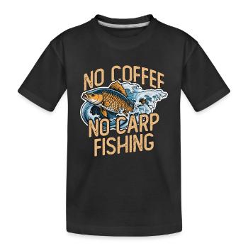 Pêcheur de carpes sans café Canne à pêche amateur de café - T-shirt bio Premium Enfant - noir - Devant