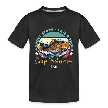 Pêcheur de carpe Une histoire courte Je suis un amateur de pêche - T-shirt bio Premium Enfant - noir - Devant
