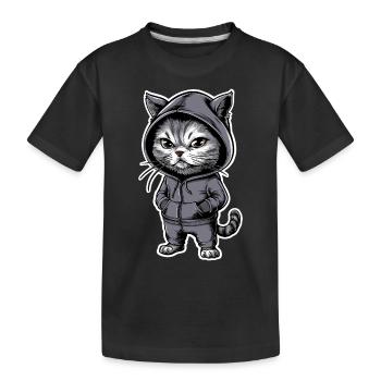 Ärgerliche Böse Katze Grummelige Katze - Kinder Premium Bio T-Shirt - Schwarz - Vorne