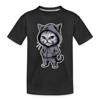 Ärgerliche Böse Katze Grummelige Katze - Kinder Premium Bio T-Shirt - Schwarz - Vorne