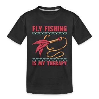 La pêche à la mouche est ma thérapie Pêcheur amateur de pêche - T-shirt bio Premium Enfant - noir - Devant