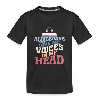 Chœur de personnages : les voix des livres audio dans ma tête - T-shirt bio Premium Enfant - noir - Devant