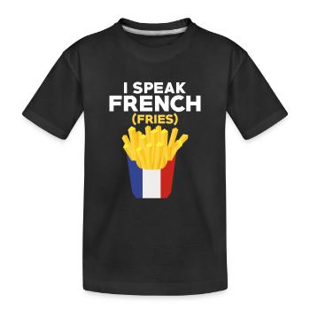 Conversation en frites : la langue d’un gourmand - T-shirt bio Premium Enfant - noir - Devant
