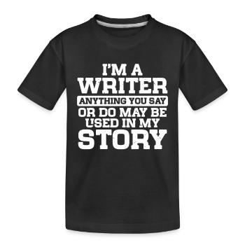 Author Writer - Kids' Premium Organic T-Shirt - black - Front
