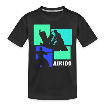 Aikido Kampfsport Geschenk - Kinder Premium Bio T-Shirt - Schwarz - Vorne