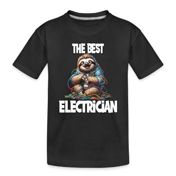 Lustiges Faultier Elektriker für einen - Kinder Premium Bio T-Shirt - Schwarz - Vorne