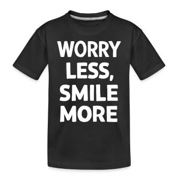 Moins d’inquiétude, plus de sourire, plus de motivation - T-shirt bio Premium Enfant - noir - Devant