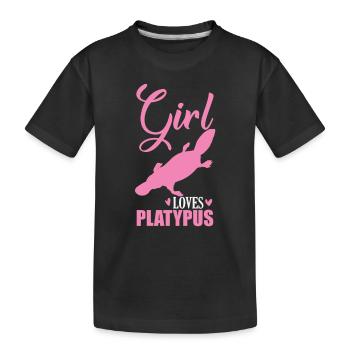 Girl loves Platypus Schnabeltier - Kinder Premium Bio T-Shirt - Schwarz - Vorne