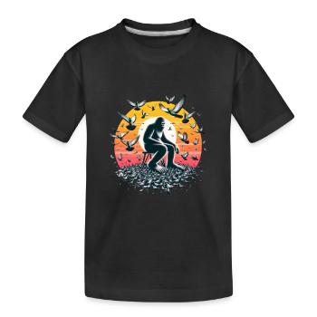 Bigfoot aime les pigeons ! - T-shirt bio Premium Enfant - noir - Devant