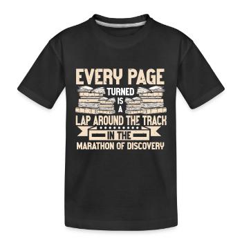 Reading Bookworm - Kids' Premium Organic T-Shirt - black - Front