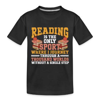 Reading Bookworm - Kids' Premium Organic T-Shirt - black - Front