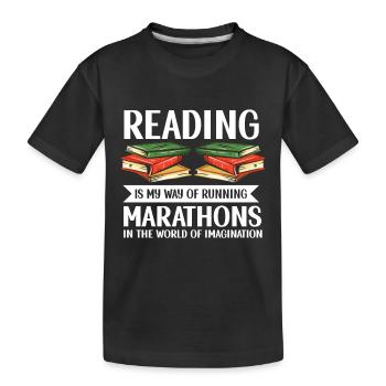 Reading Bookworm - Kids' Premium Organic T-Shirt - black - Front