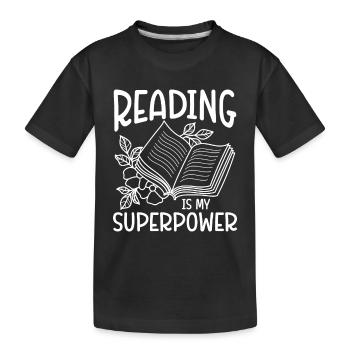 Reading Bookworm - Kids' Premium Organic T-Shirt - black - Front