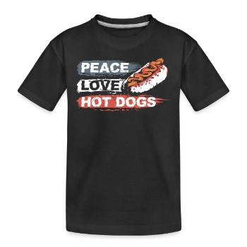 Hot Dog Adult Girl Peace Love Hot - Kids' Premium Organic T-Shirt - black - Front