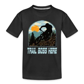 Downhill Mountain Bike Mtb Mountain Bike Biking - Kids' Premium Organic T-Shirt - black - Front