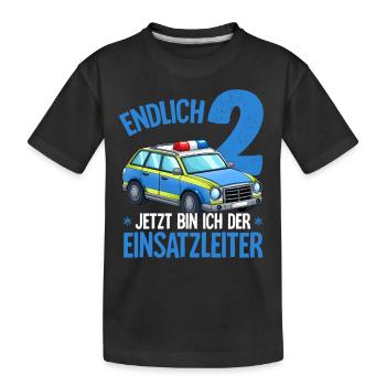 2ème anniversaire Police Police Car 2 ans - T-shirt bio Premium Enfant - noir - Devant