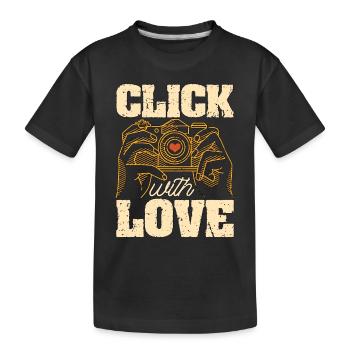 Photographer Click With Love Photo Shoot Cameraman - Kids' Premium Organic T-Shirt - black - Front