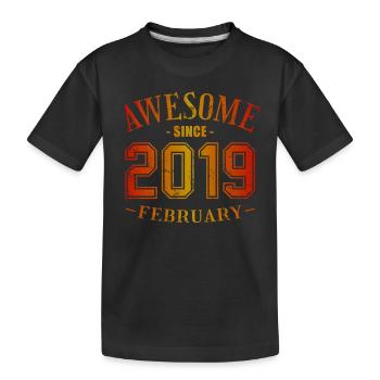 February 2019 - February's Birthday Awesome - Kids' Premium Organic T-Shirt - black - Front