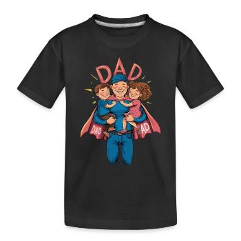 Un papa super-héros avec des enfants fiers - T-shirt bio Premium Enfant - noir - Devant