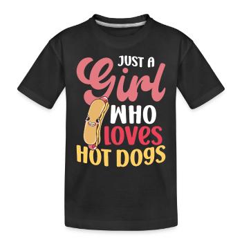Hot Dog Adult Girl Just A Girl Who - Kids' Premium Organic T-Shirt - black - Front