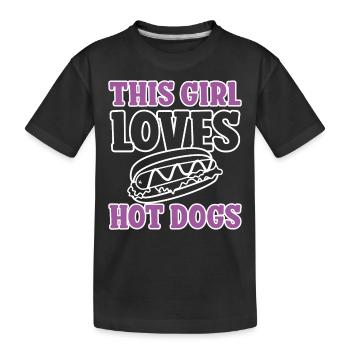 Hot Dog Adult Girl This Girl Loves - Kids' Premium Organic T-Shirt - black - Front