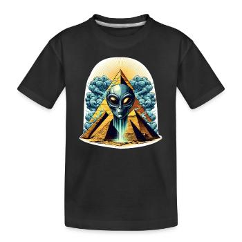 Alienkopf in Pyramide - Kinder Premium Bio T-Shirt - Schwarz - Vorne