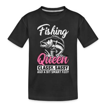 Fishing Queen cassy sassy and a bit sassy - Kids' Premium Organic T-Shirt - black - Front