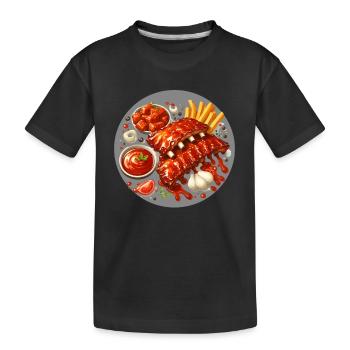 Leckere Barbecue Spareribs - Kinder Premium Bio T-Shirt - Schwarz - Vorne